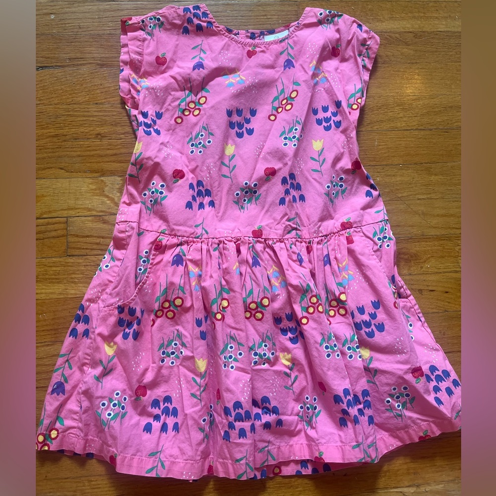 Hanna Andersson Size 8 130 Pink Multi-color Floral Short Sleeve Dress